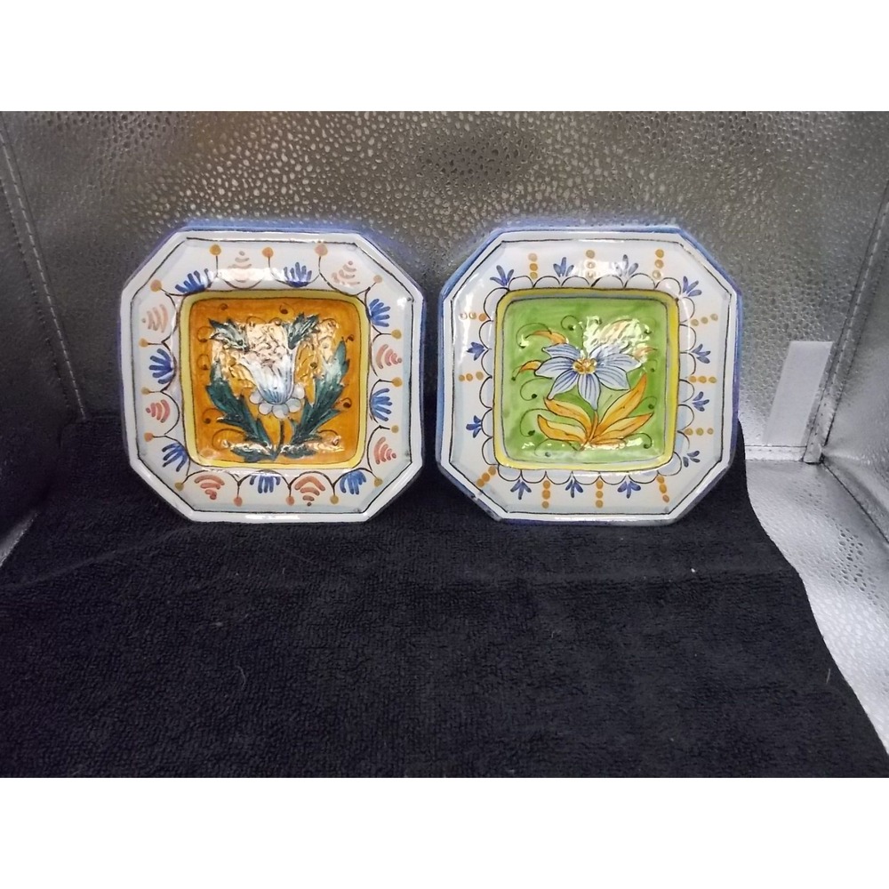 4pc ARS Deruta Italy Hand Painted Majolica Pottery Decorative Plates & Dishes